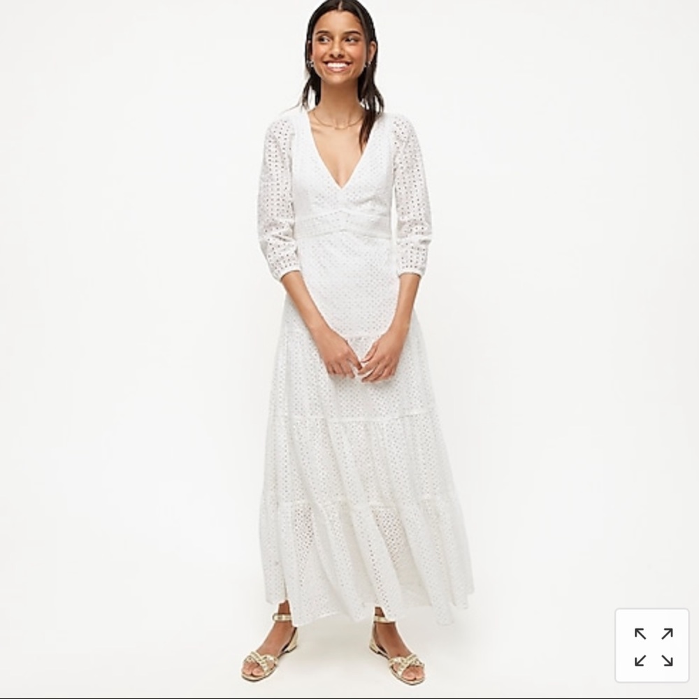 J Crew Tiered maxi dress in mixed eyelet